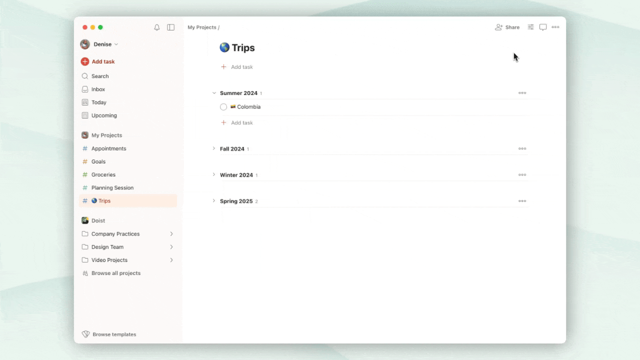 Add as tasks to an existing project