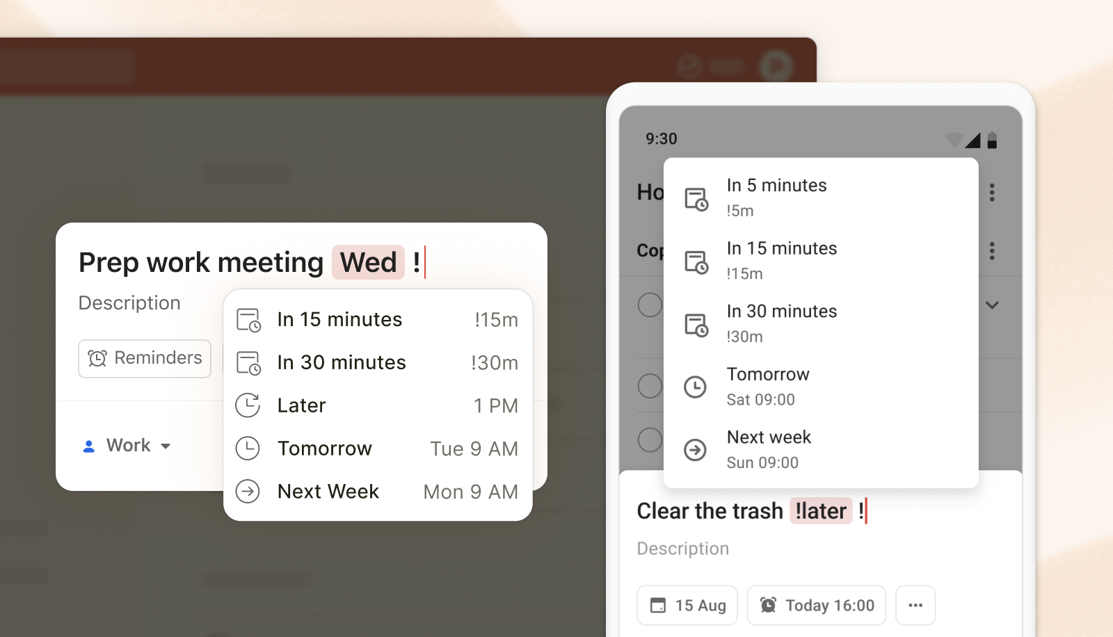 Add reminders fast with the new Quick Add shortcut “!”