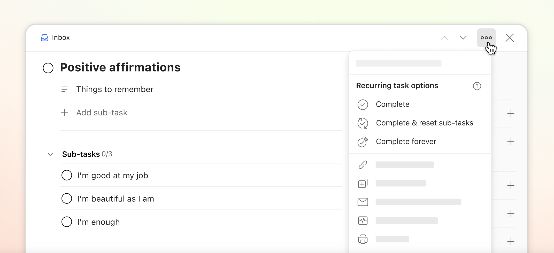 Reset sub-tasks