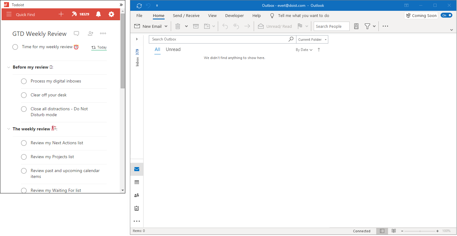 todoist outlook plugin not working