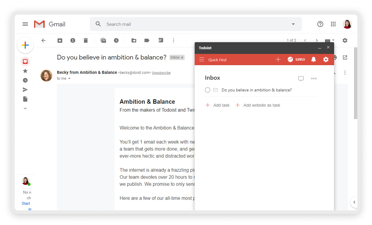  Todoist + Gmail | 5 melhores extensões do Gmail  